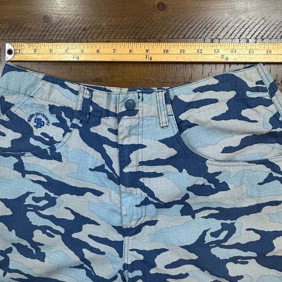 Vintage Y2K State Property Blue Gray Camo Baggy Shorts Skater Waist Size 34 - Picture 7 of 15